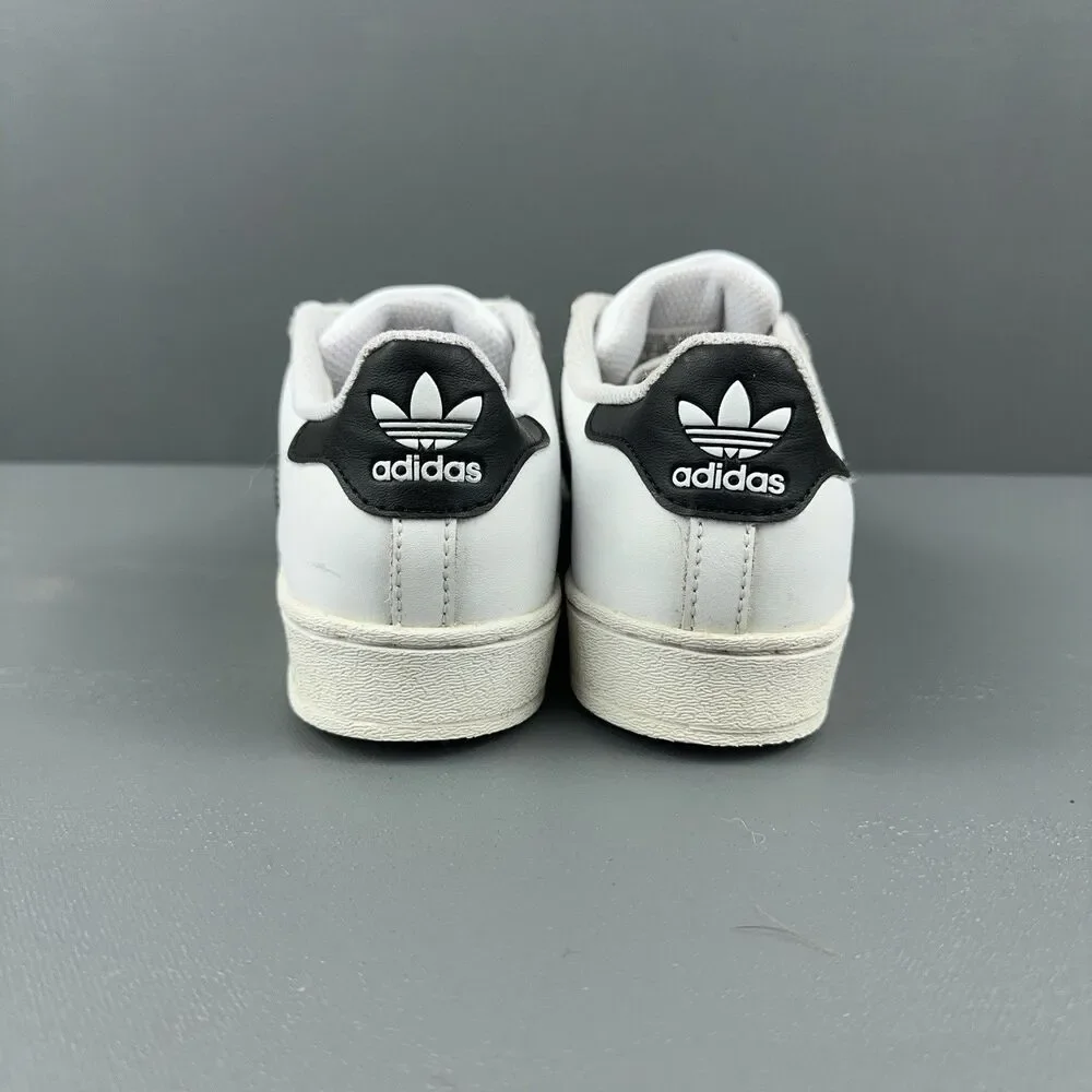 Adidas Kids Size 1 Superstar Shell Toe Sneakers White Black 3 Stripe 789002